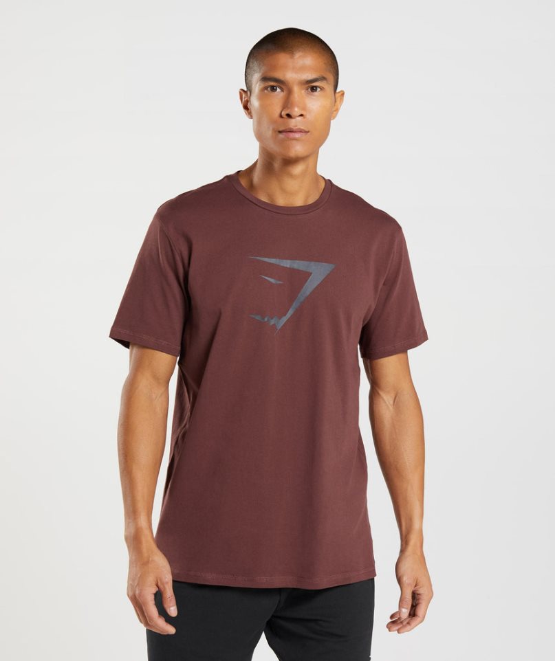 Men\'s Gymshark Sharkhead Infill T-Shirts Brown | NZ 0JCGVO